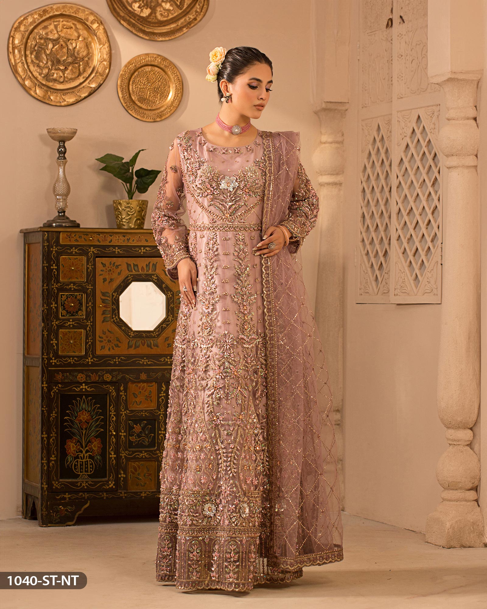 Stitched 3 Piece Embroidered Maxi