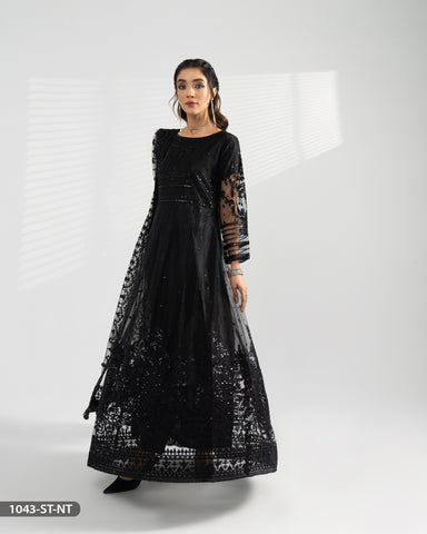 3 Piece Embroidered Net Maxi