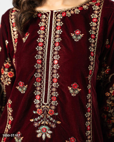 Embroidered Velvet Suit