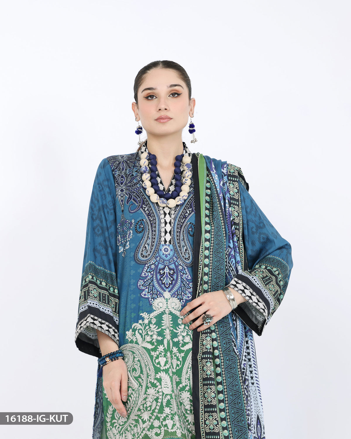 3 Piece Embroidered Cotail Suit