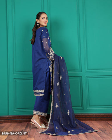 3 Piece Embroidered Organza Net Suit