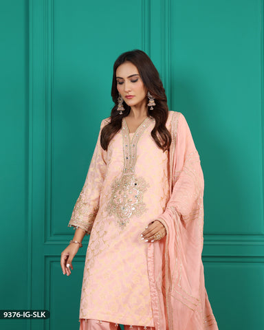 Embroidered Silk Suit