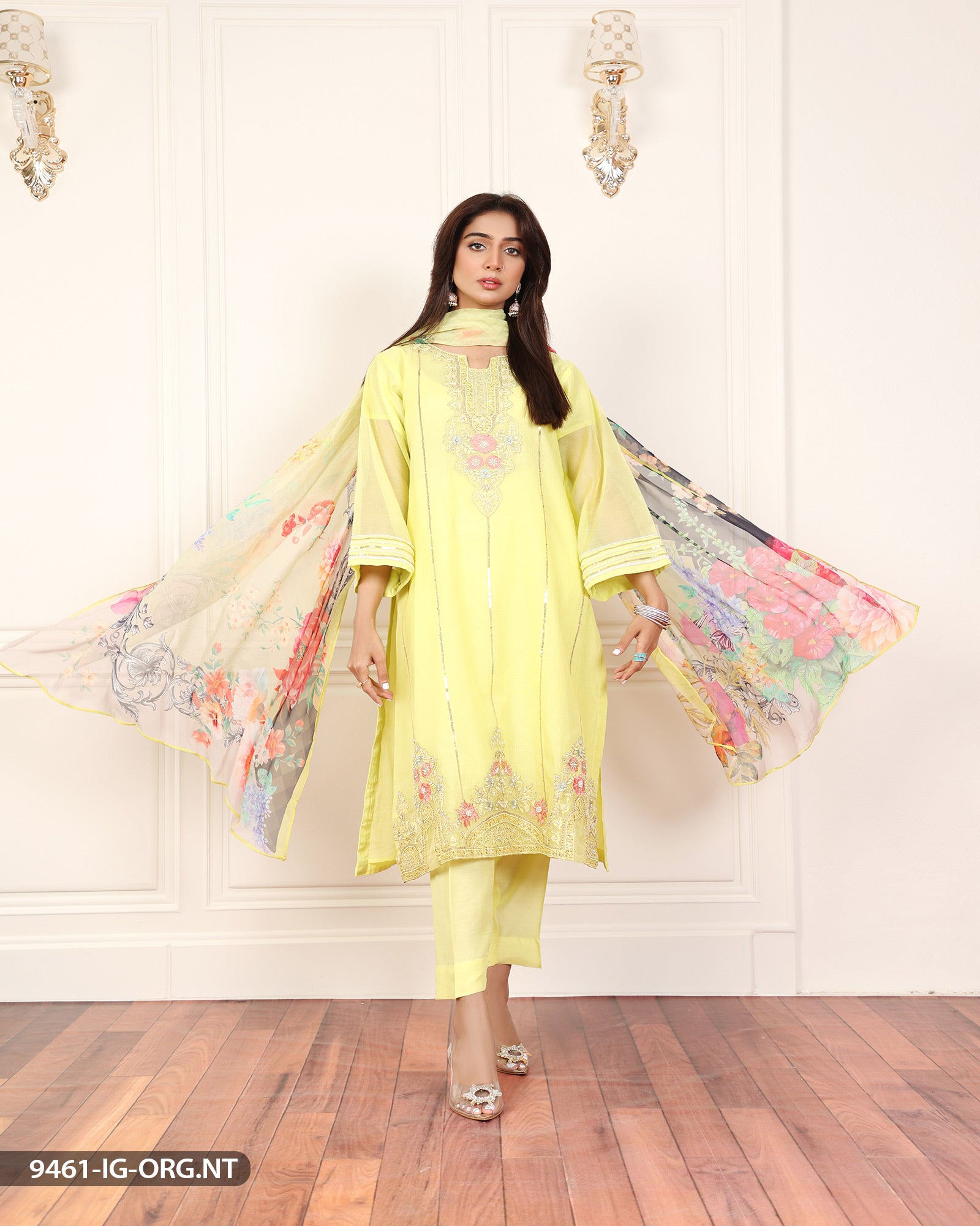 Organza Net Embroidered Suit