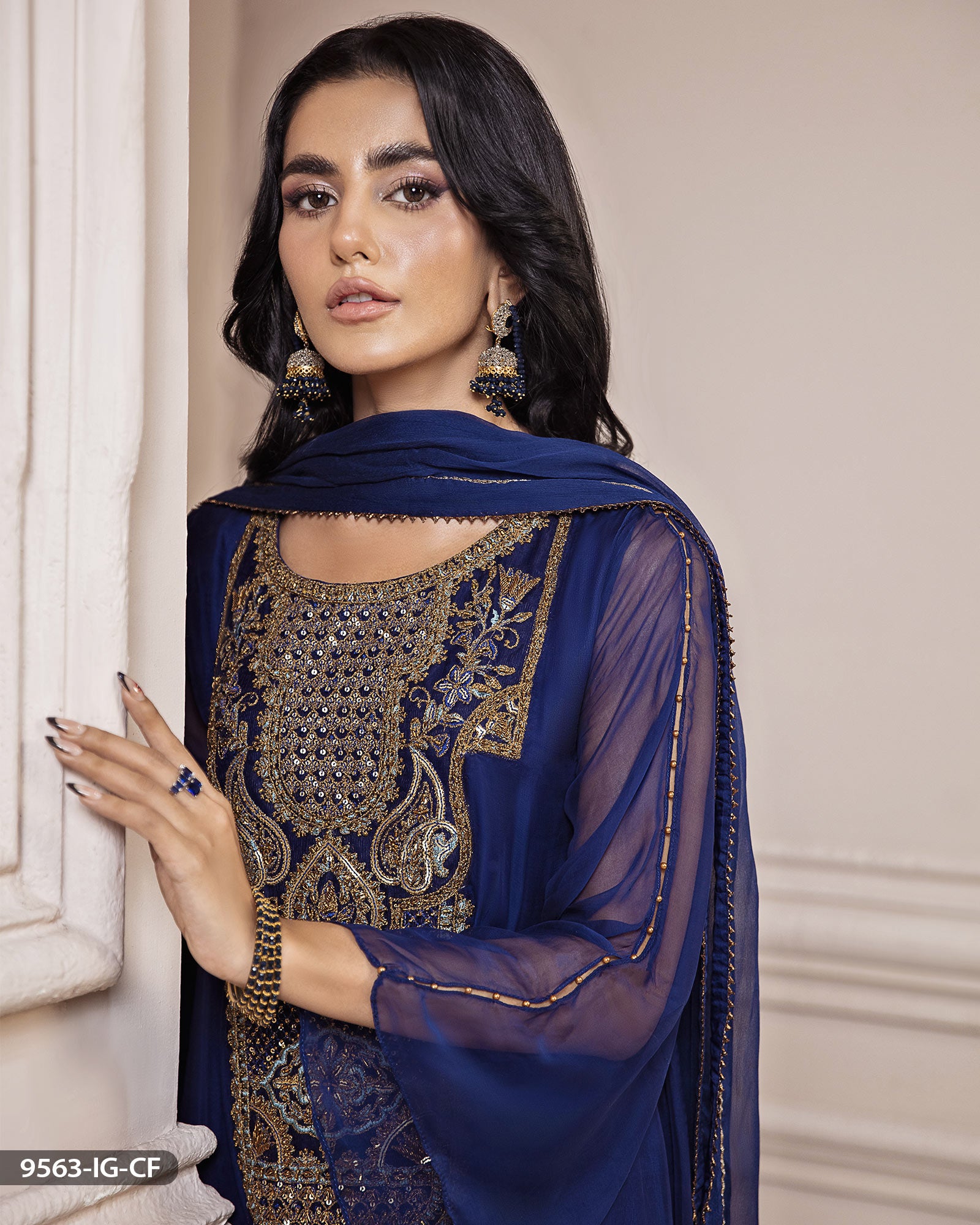 Stitched 3 Piece Embroidered Chiffon Suit