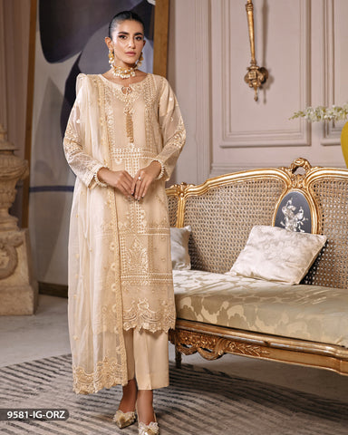 Embroidered Organza Net Suit