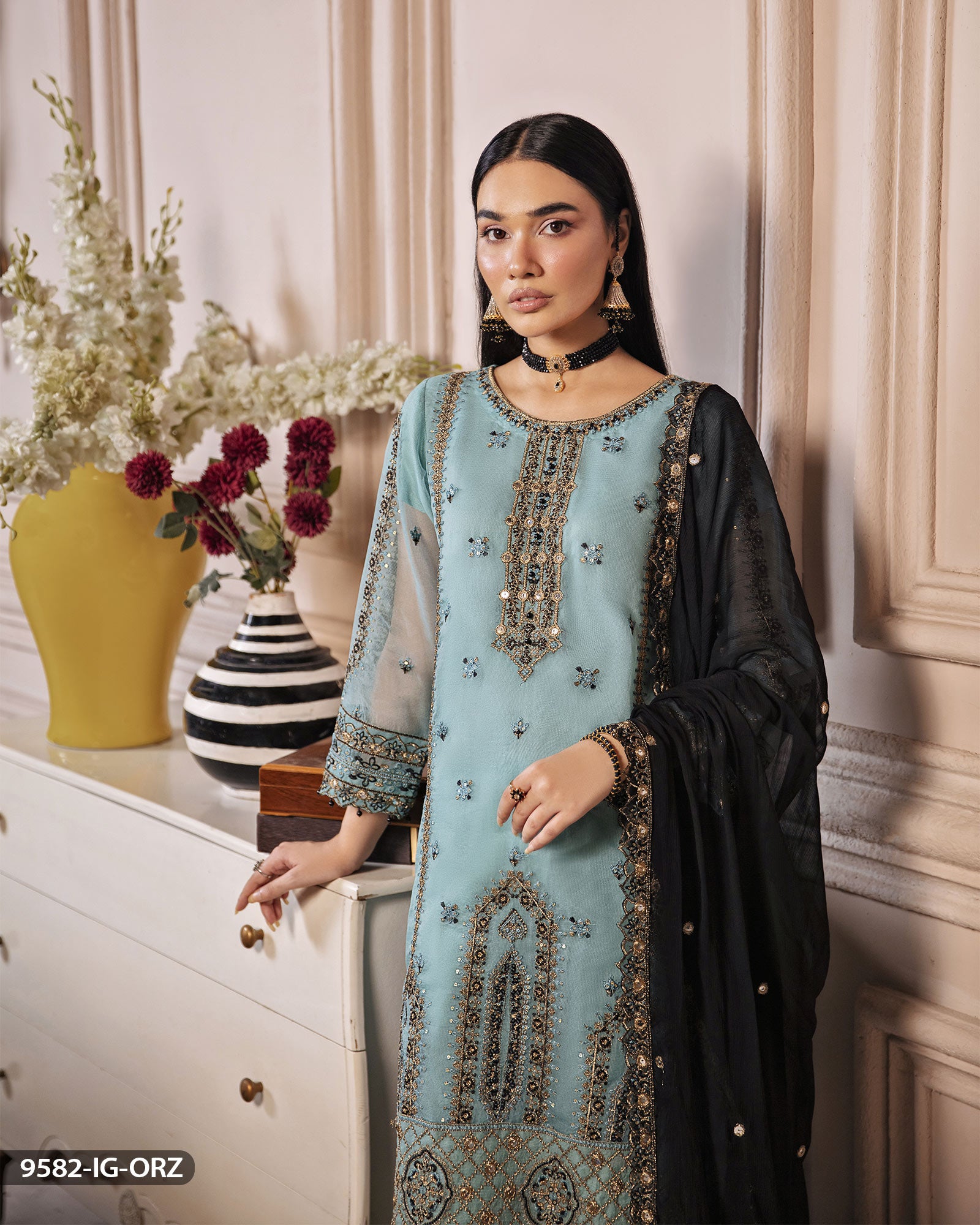Organza Embroidered Suit