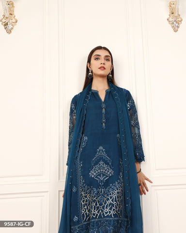 3 Piece Stitched Embroidered Suit