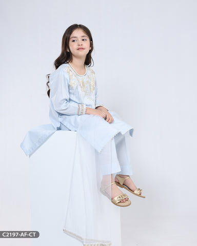 Kids 3 Piece Embroidered Cotton Suit