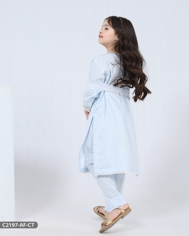 Kids 3 Piece Embroidered Cotton Suit