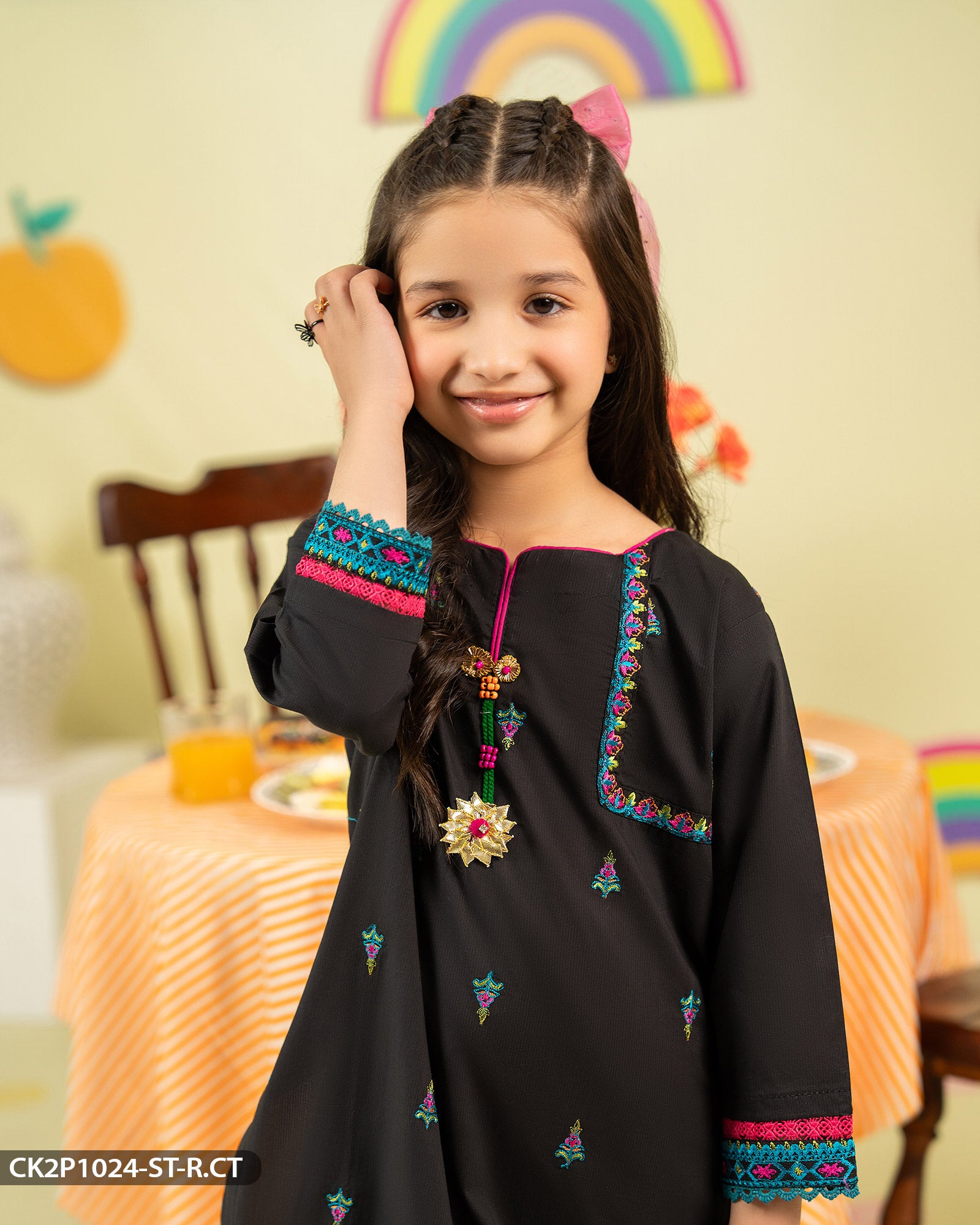 Kids Cotton Embroidered Suit