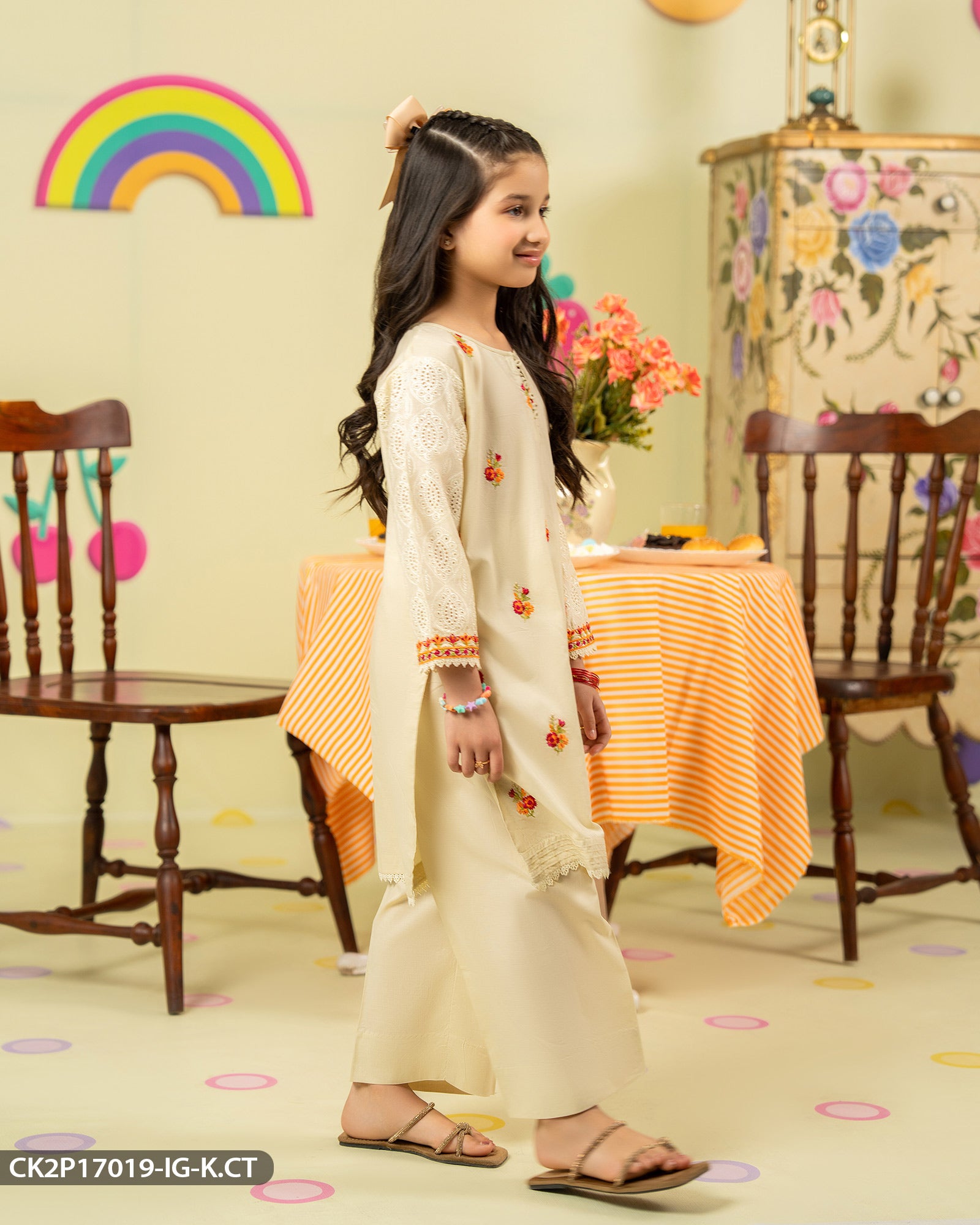 Kids Embroidered Cotton Suit