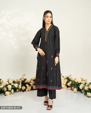 2 Piece Cotton Embroidered Suit