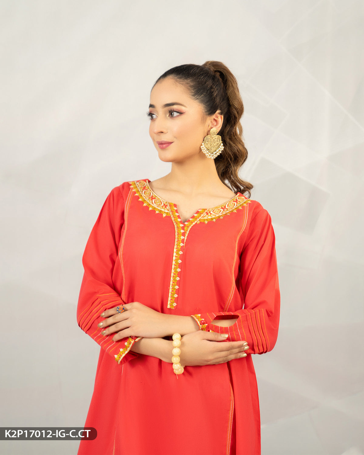 2 Piece Cotton Embroidered Suit