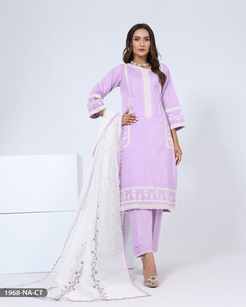 3 Piece Embroidered Cotton Suit