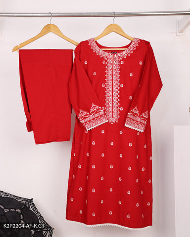 Cotton 2 Piece Embroidered Suit