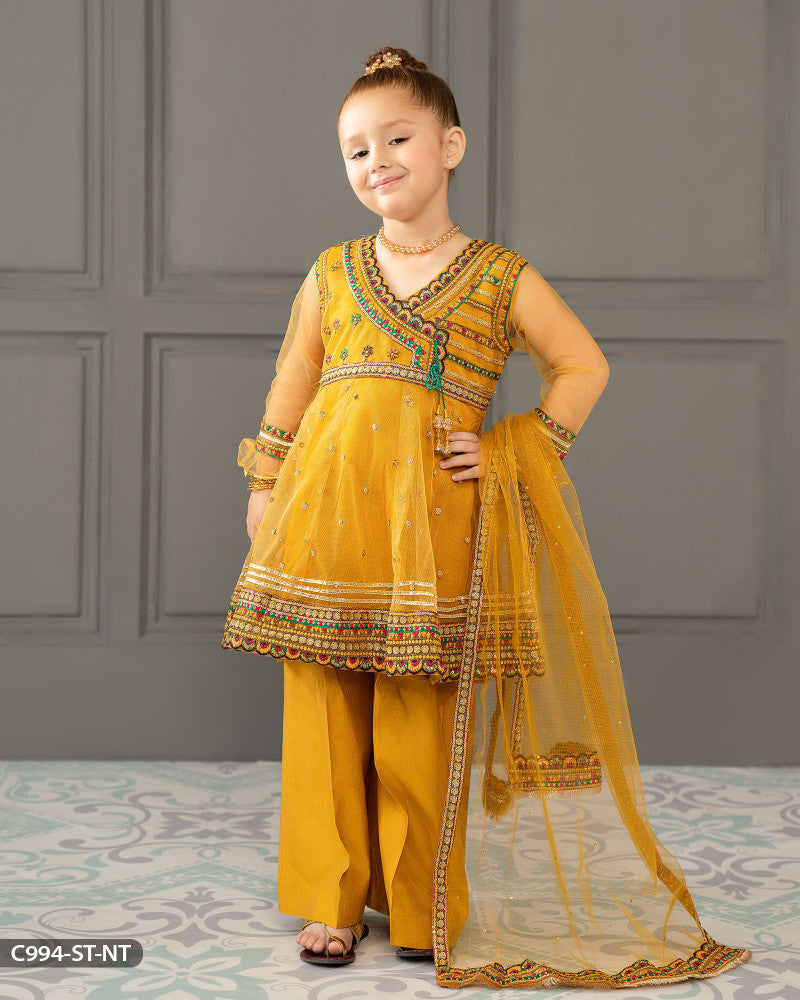 Kids Embroidered  Net Frock