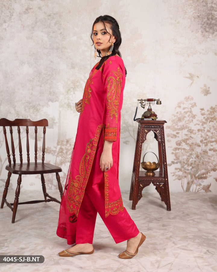 3 Piece Embroidered Suit | 4045-SJ-ORZ