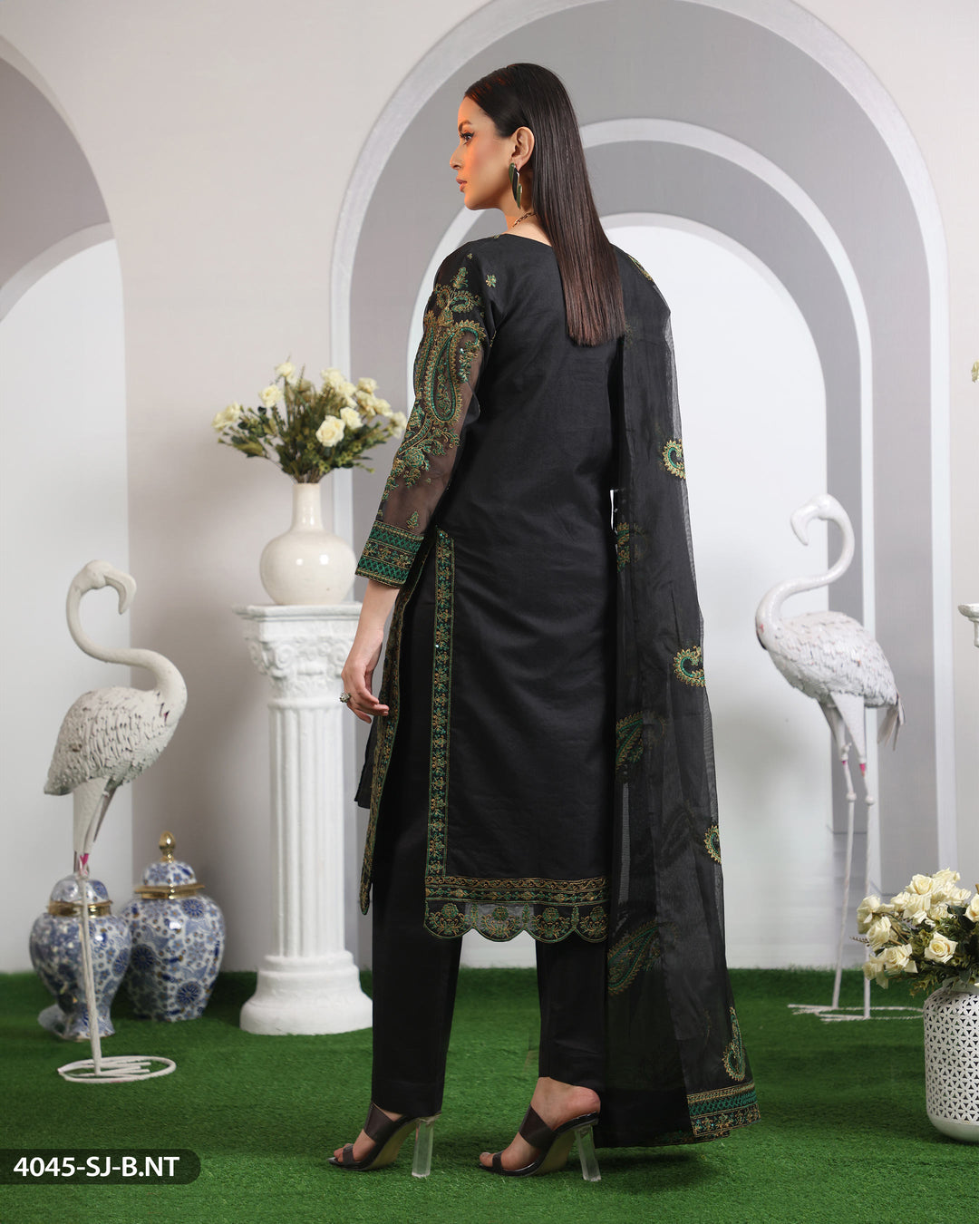 3 Piece Embroidered Suit | 4045-SJ-ORZ