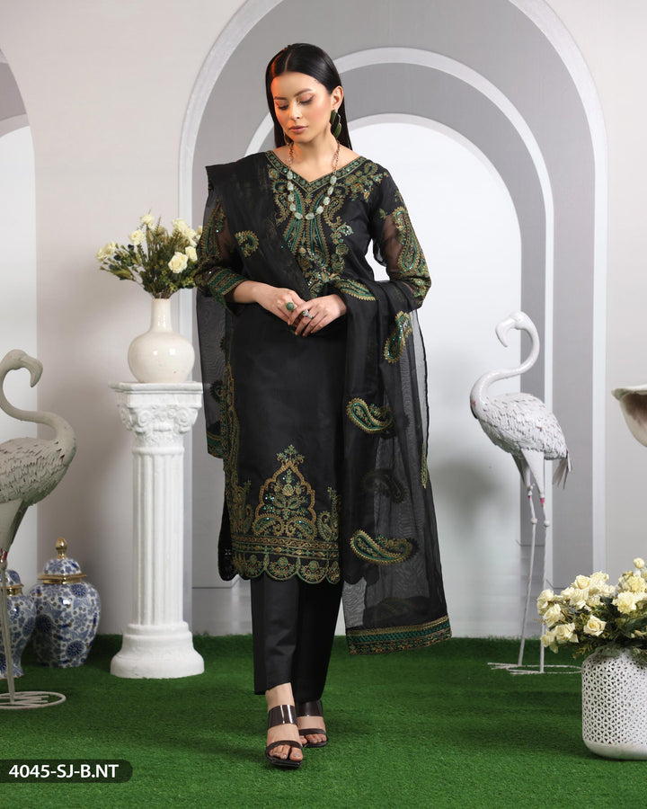 3 Piece Embroidered Suit | 4045-SJ-ORZ