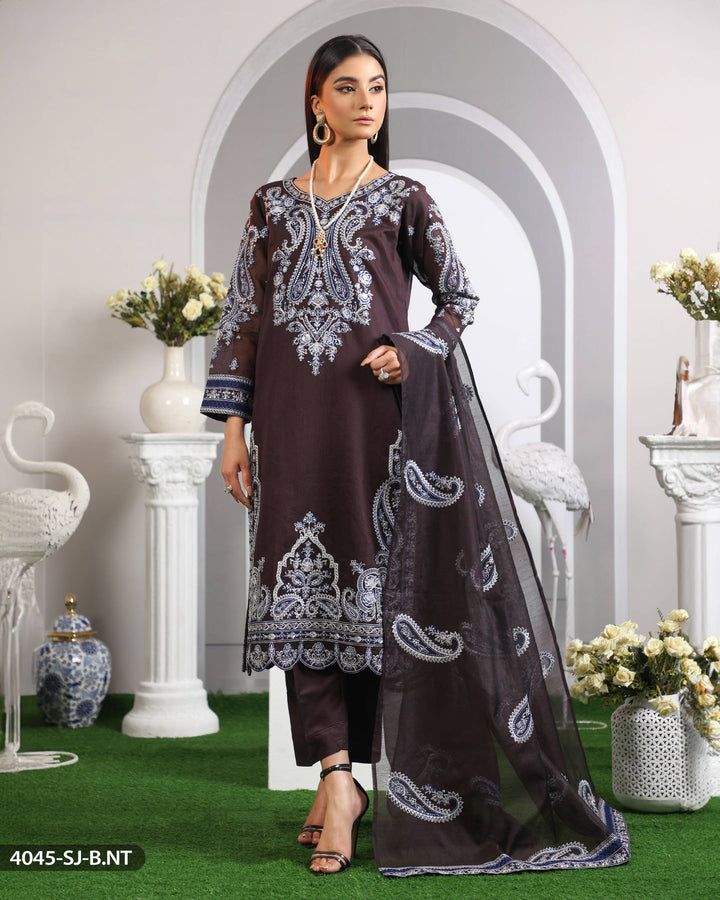 3 Piece Embroidered Suit | 4045-SJ-ORZ