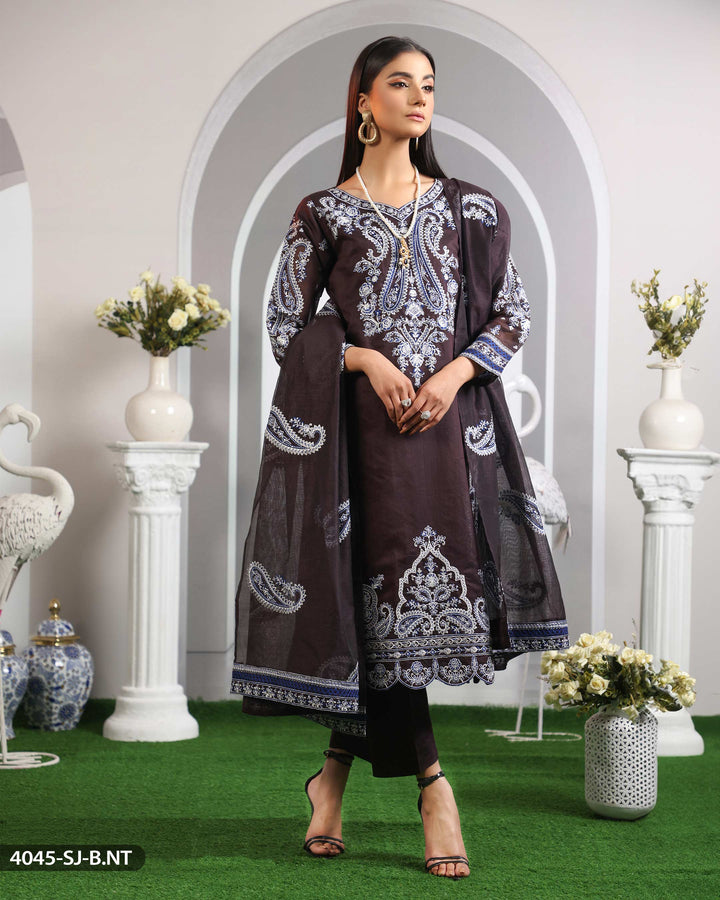 3 Piece Embroidered Suit | 4045-SJ-ORZ