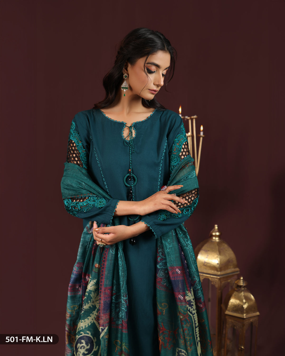 3 Piece Karandi Linen Embroidered Suit | 501-FM-K.LN