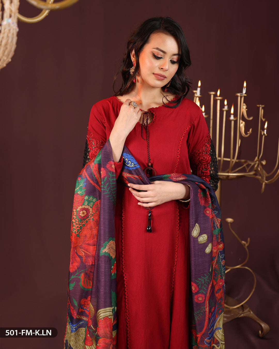 3 Piece Karandi Linen Embroidered Suit | 501-FM-K.LN