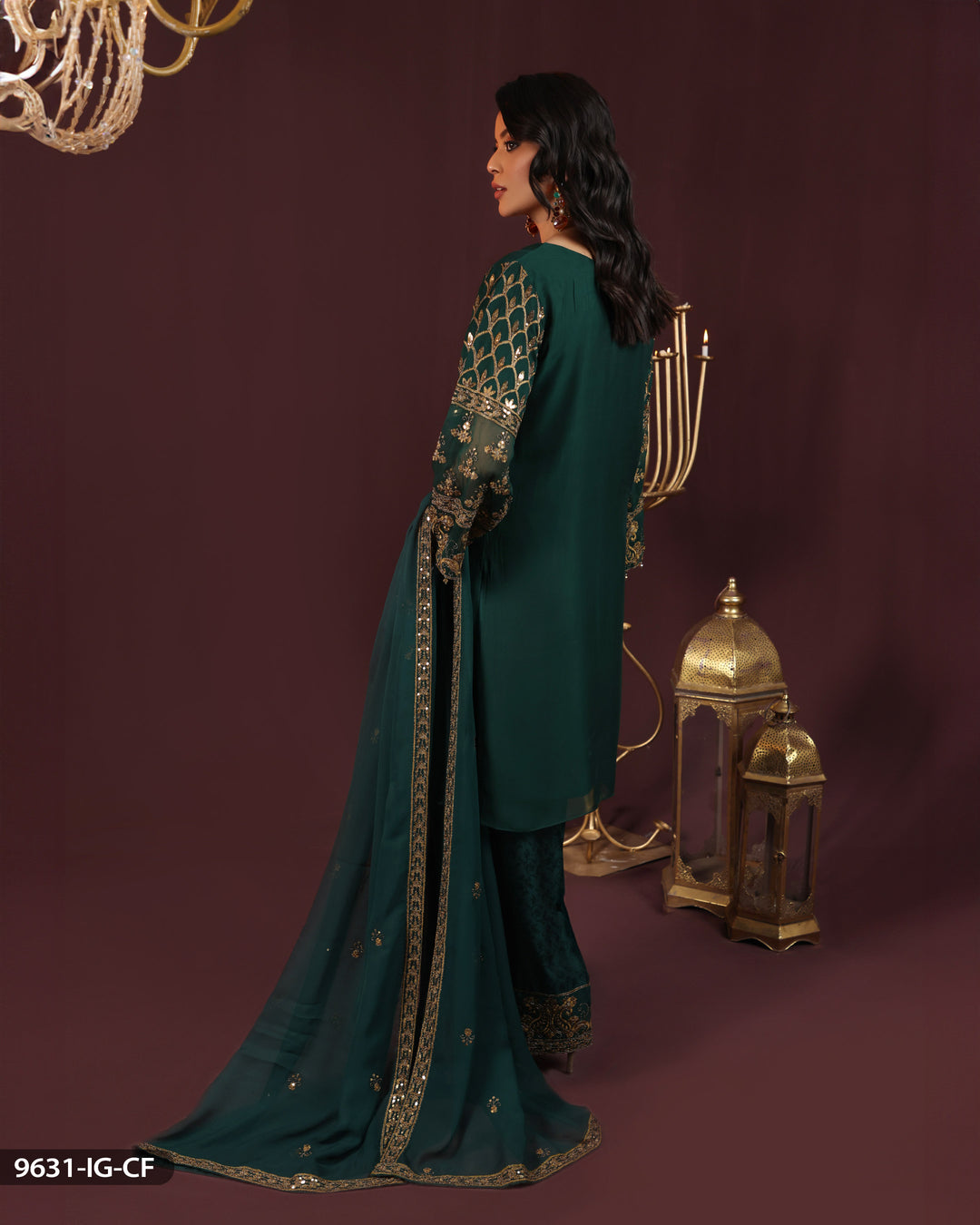 Embroidered Chiffon Suit | 9631-AR-CF - Sha Posh Textile