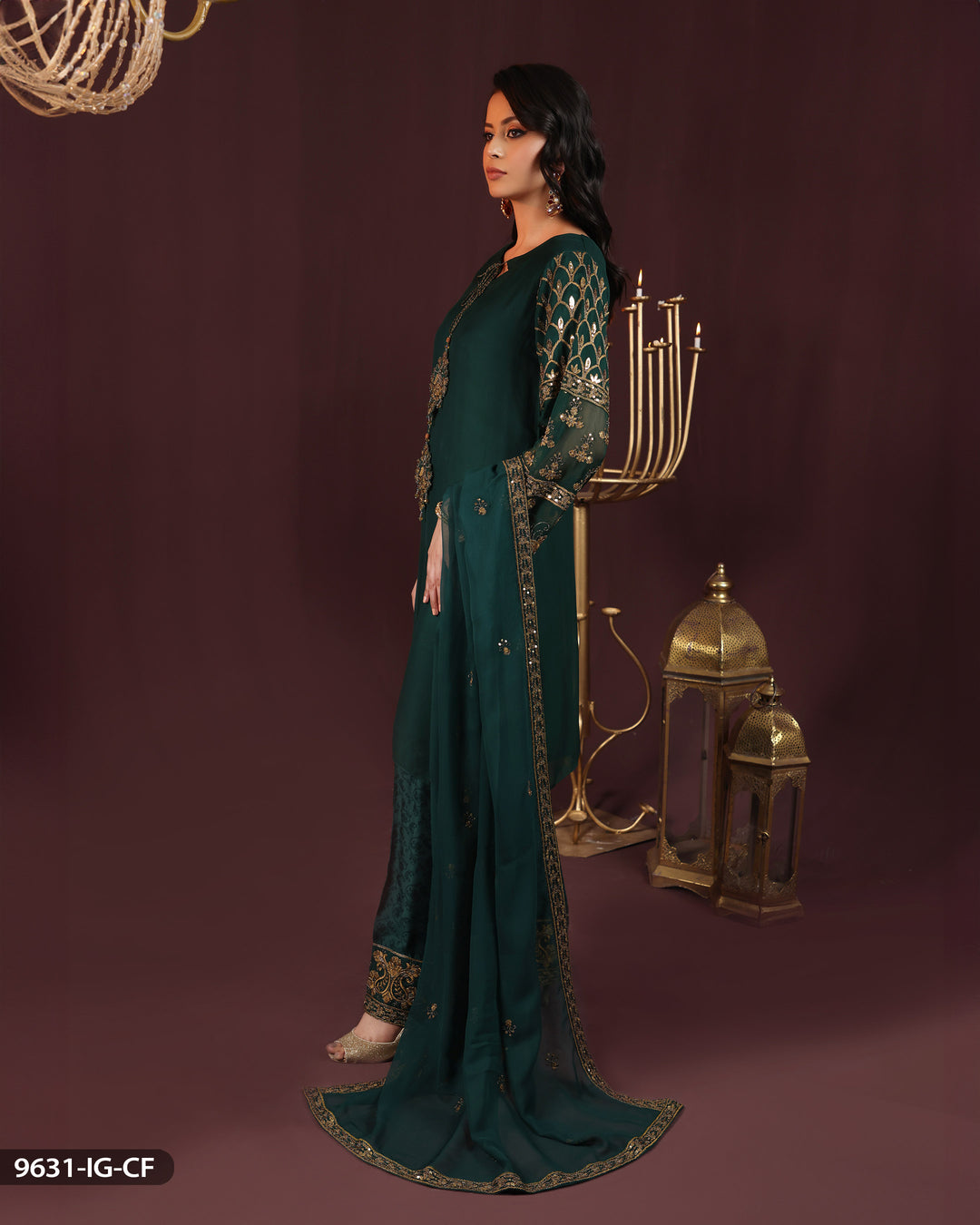 Embroidered Chiffon Suit | 9631-AR-CF - Sha Posh Textile