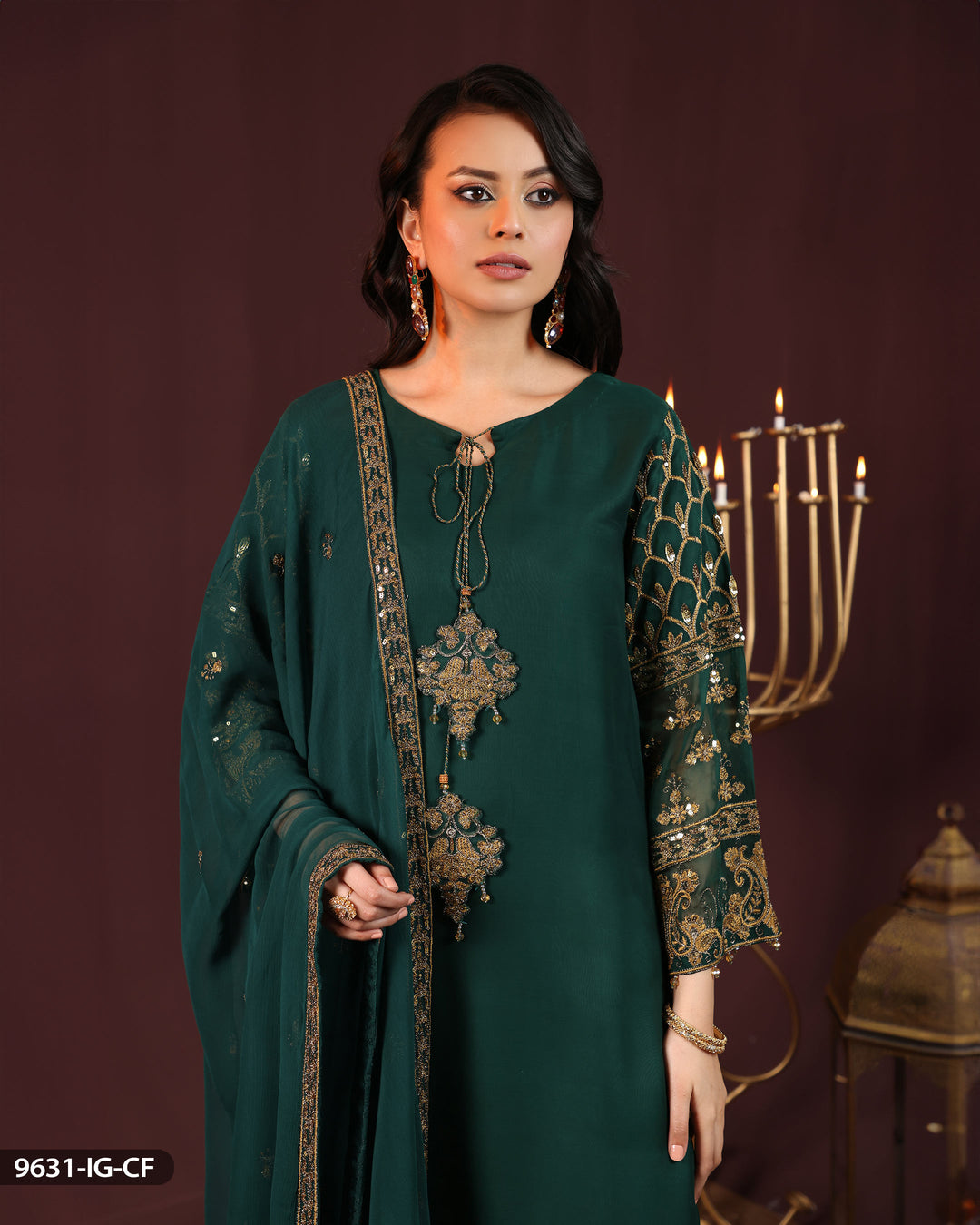 Embroidered Chiffon Suit | 9631-AR-CF - Sha Posh Textile