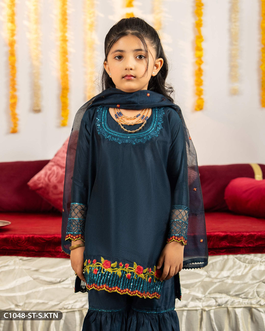 Kids 3 Piece Chambray Katan Suit | 1048-ST-S.KTN