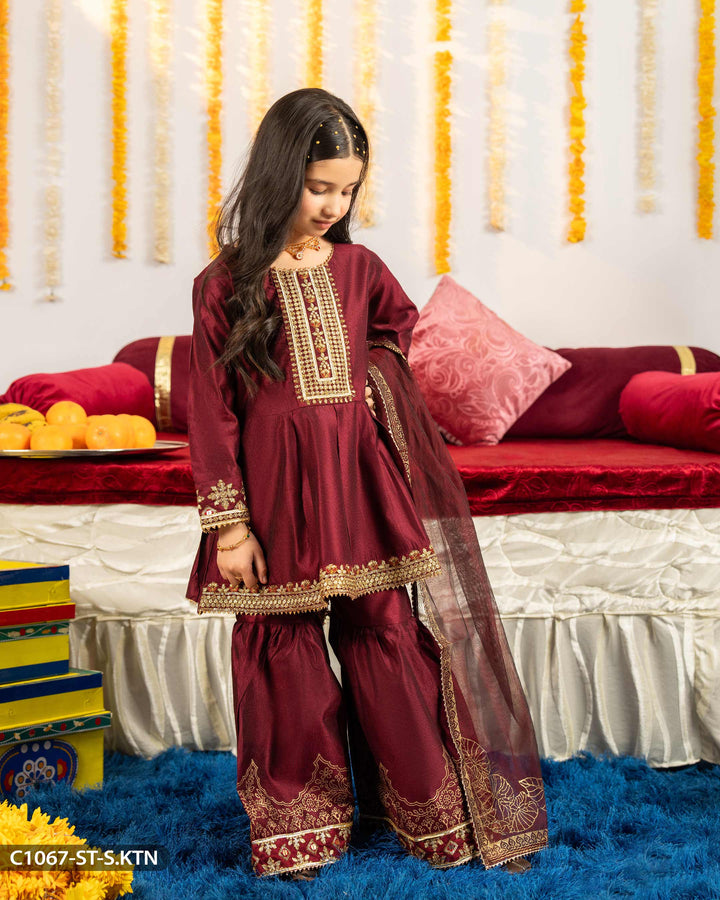 Kids 3 Piece Embroidered Suit | 1067-ST-S.KTN