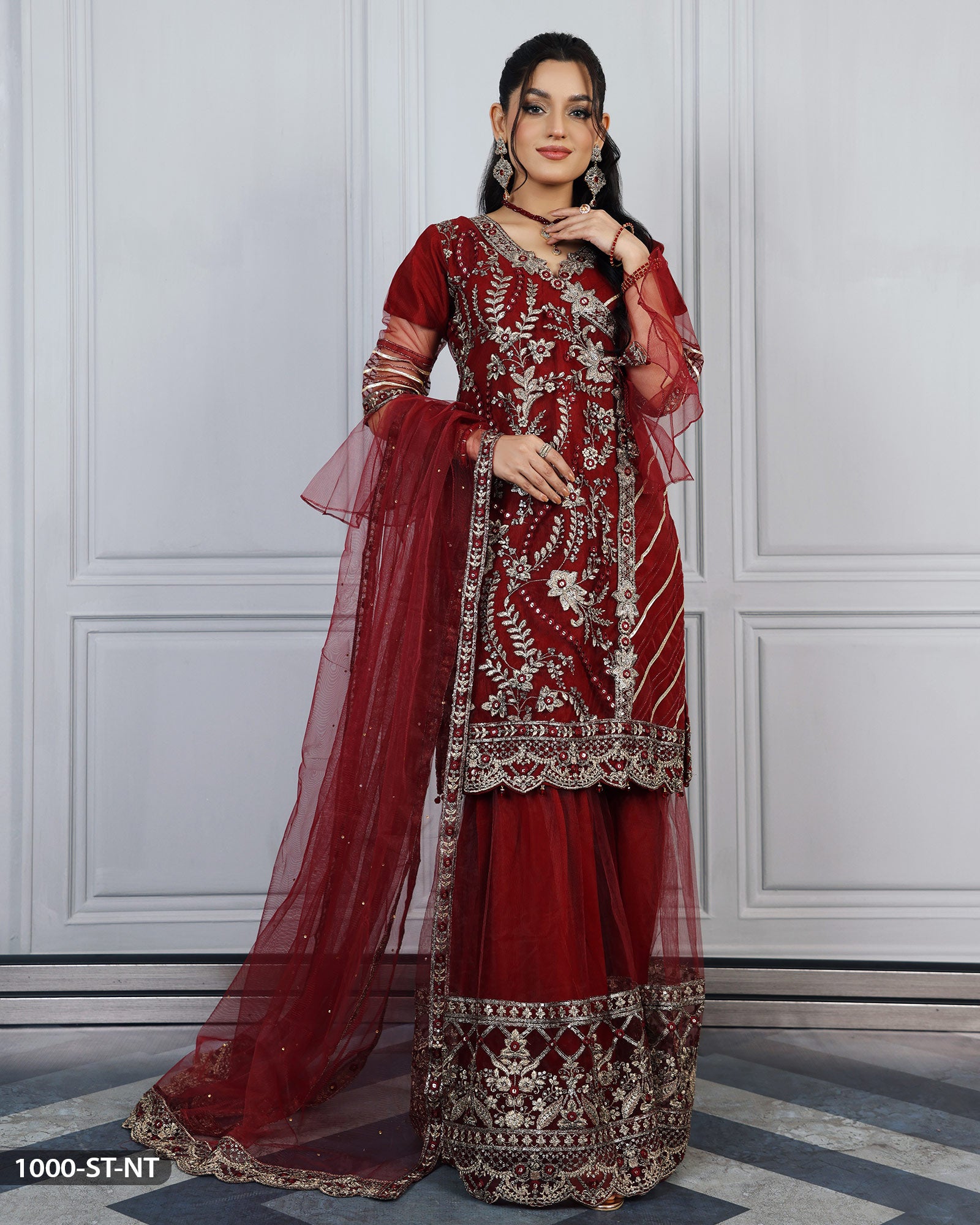 Embroidered Net Suit – Sha Posh Textile