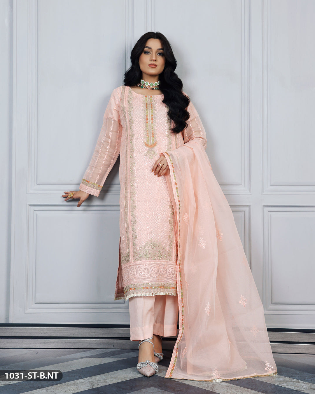 3 Piece Embroidered Suit | 1031-ST-B.NT