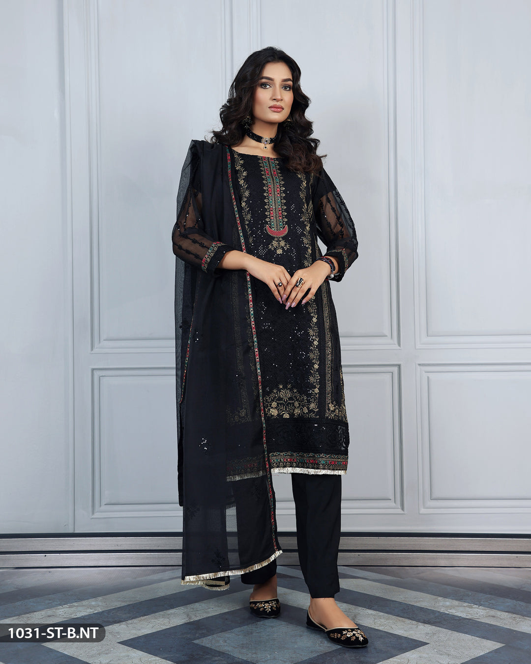 3 Piece Embroidered Suit | 1031-ST-B.NT