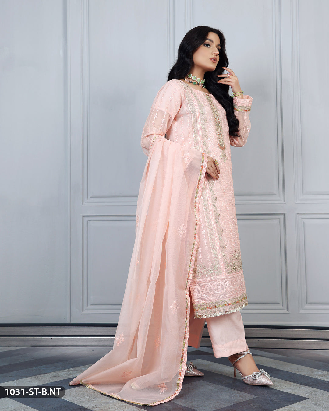 3 Piece Embroidered Suit | 1031-ST-B.NT