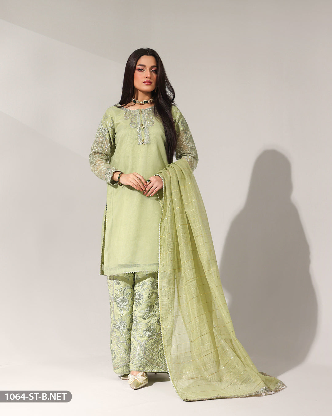 Embroidered Bori Net Suit | 1064-ST-B.NET