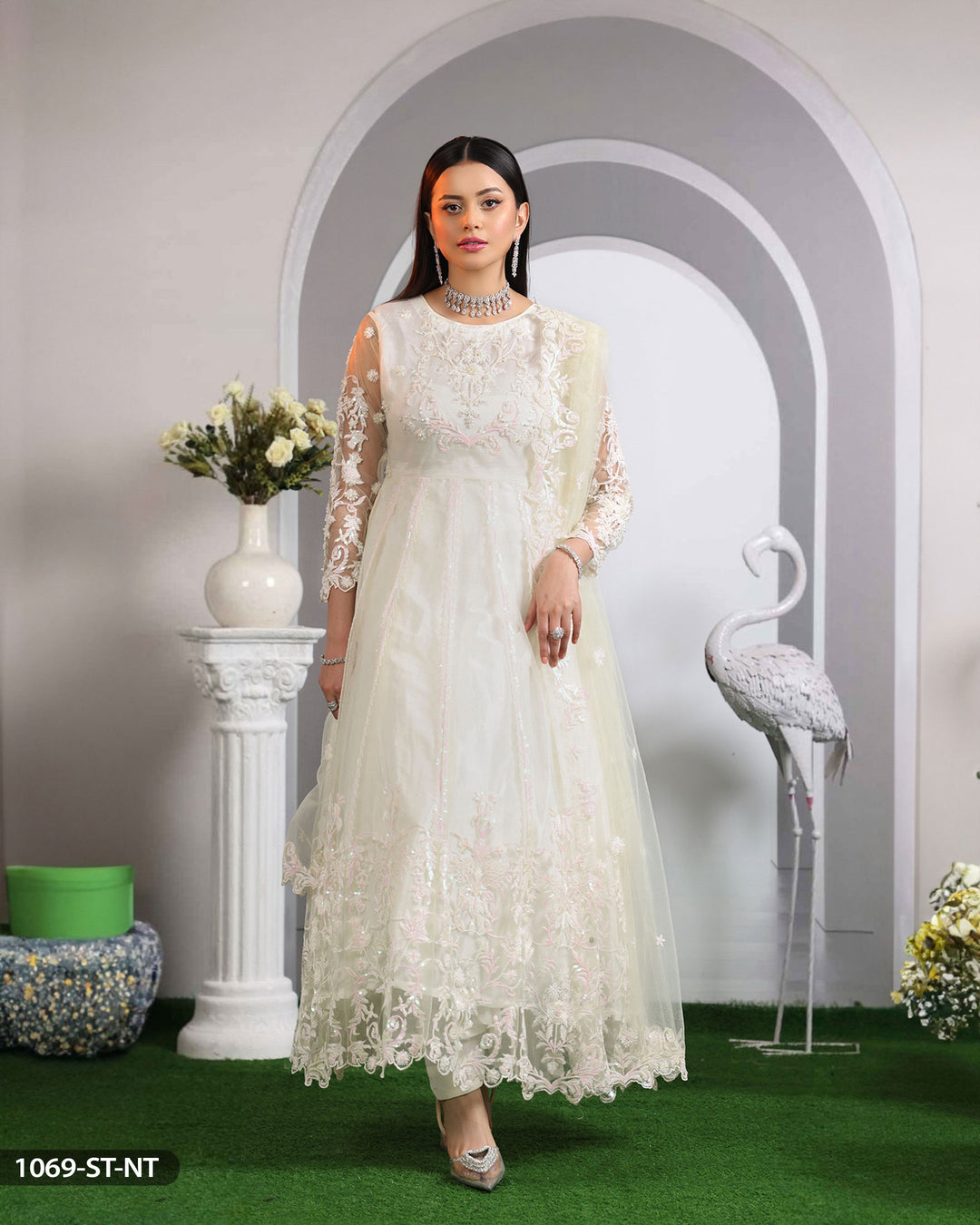 Net Embroidered Suit | 1069-ST-NT