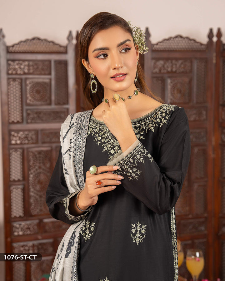 3 Piece Jacquard Cotton Suit | 1076-ST-J.CT