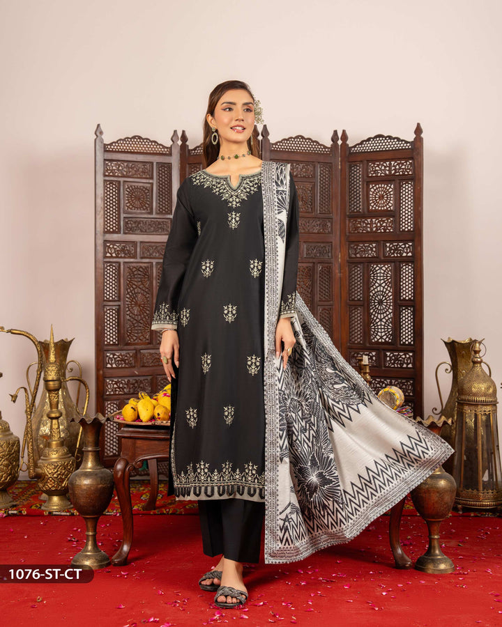 3 Piece Jacquard Cotton Suit | 1076-ST-J.CT