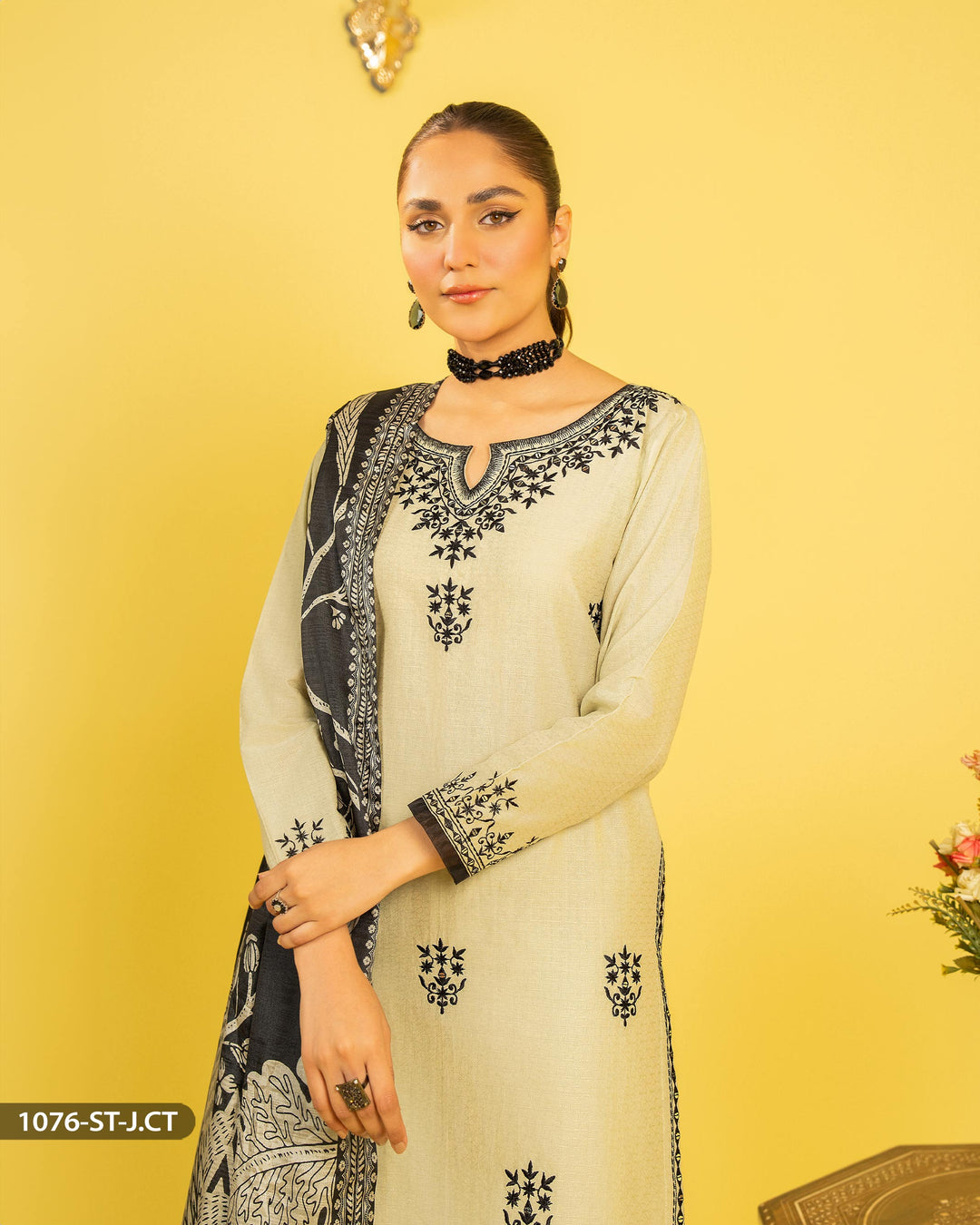 3 Piece Jacquard Cotton Suit | 1076-ST-J.CT