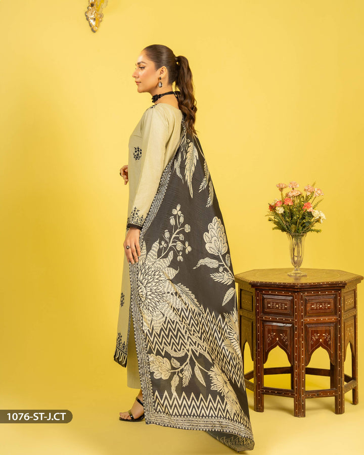 3 Piece Jacquard Cotton Suit | 1076-ST-J.CT