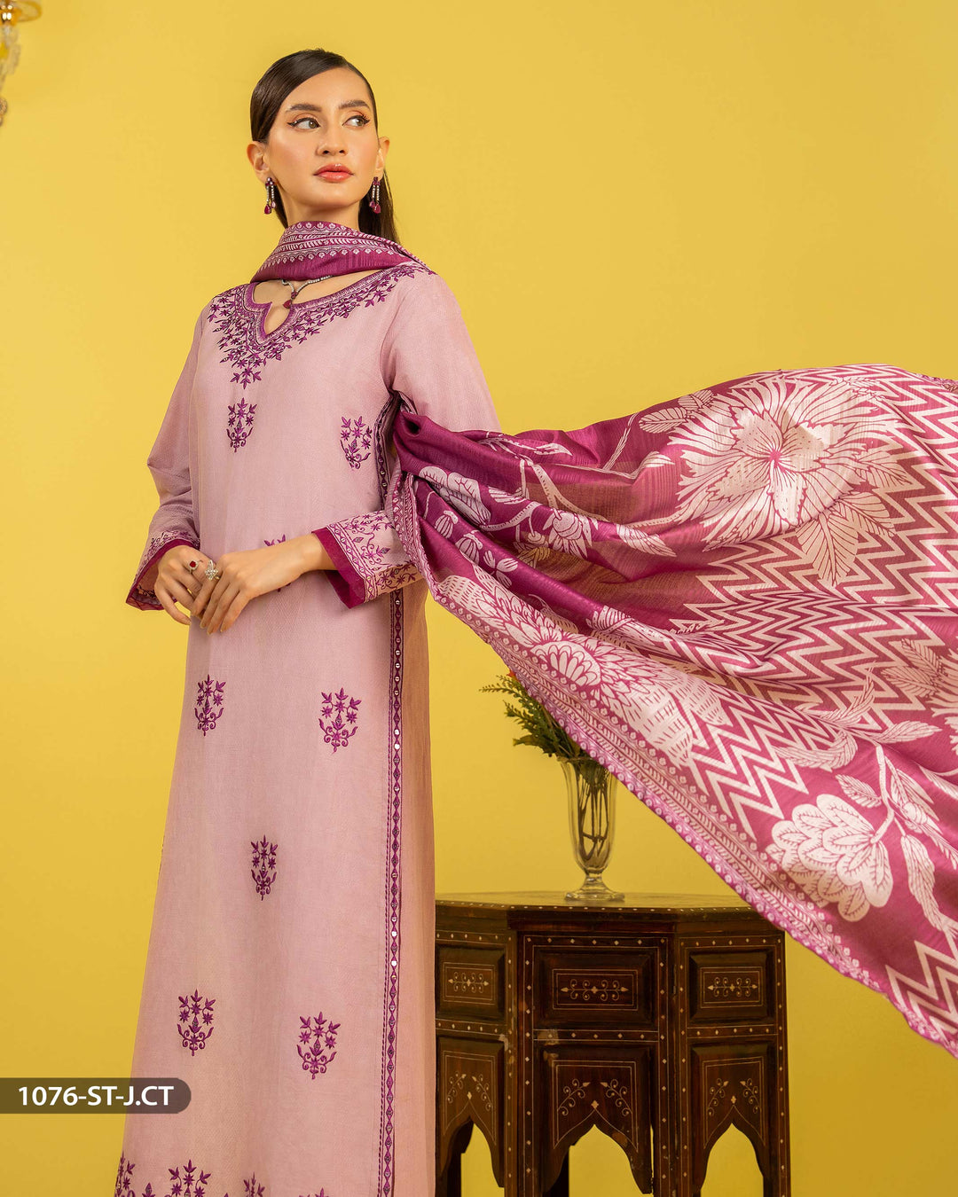 3 Piece Jacquard Cotton Suit | 1076-ST-J.CT