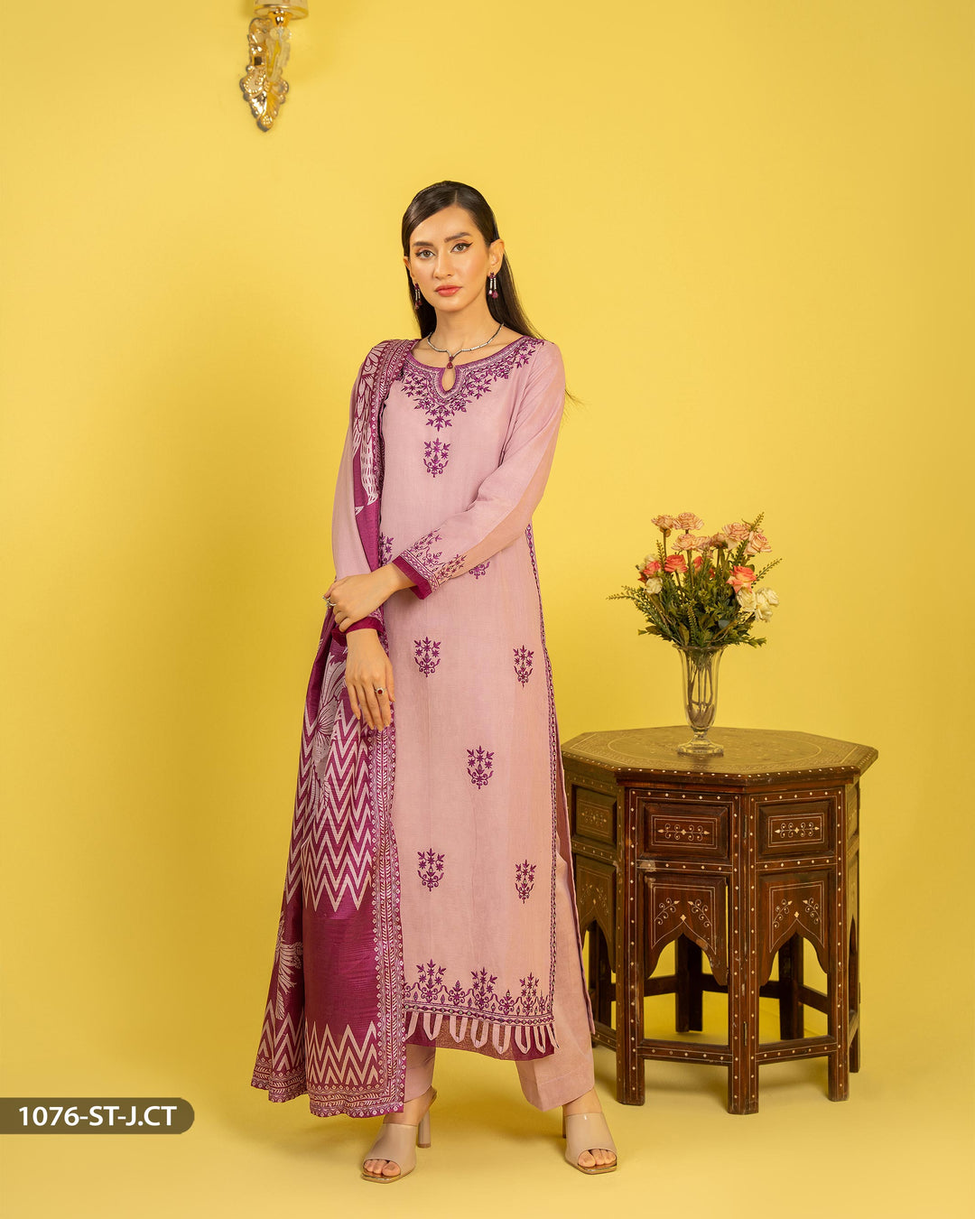 3 Piece Jacquard Cotton Suit | 1076-ST-J.CT