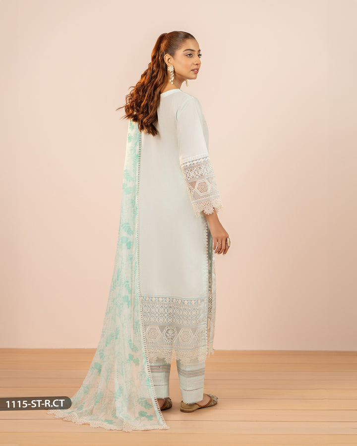 3 Piece Embroidered Cotton Suit | 1115-ST-R.CT