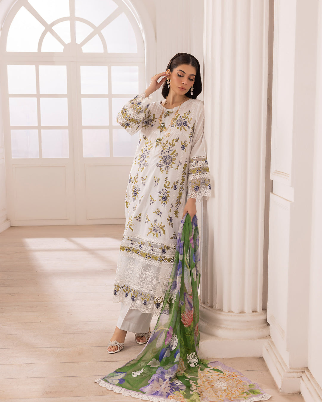 3-Piece Ready-to-Wear Cambric Cotton Suit | 1120-ST-K.CT