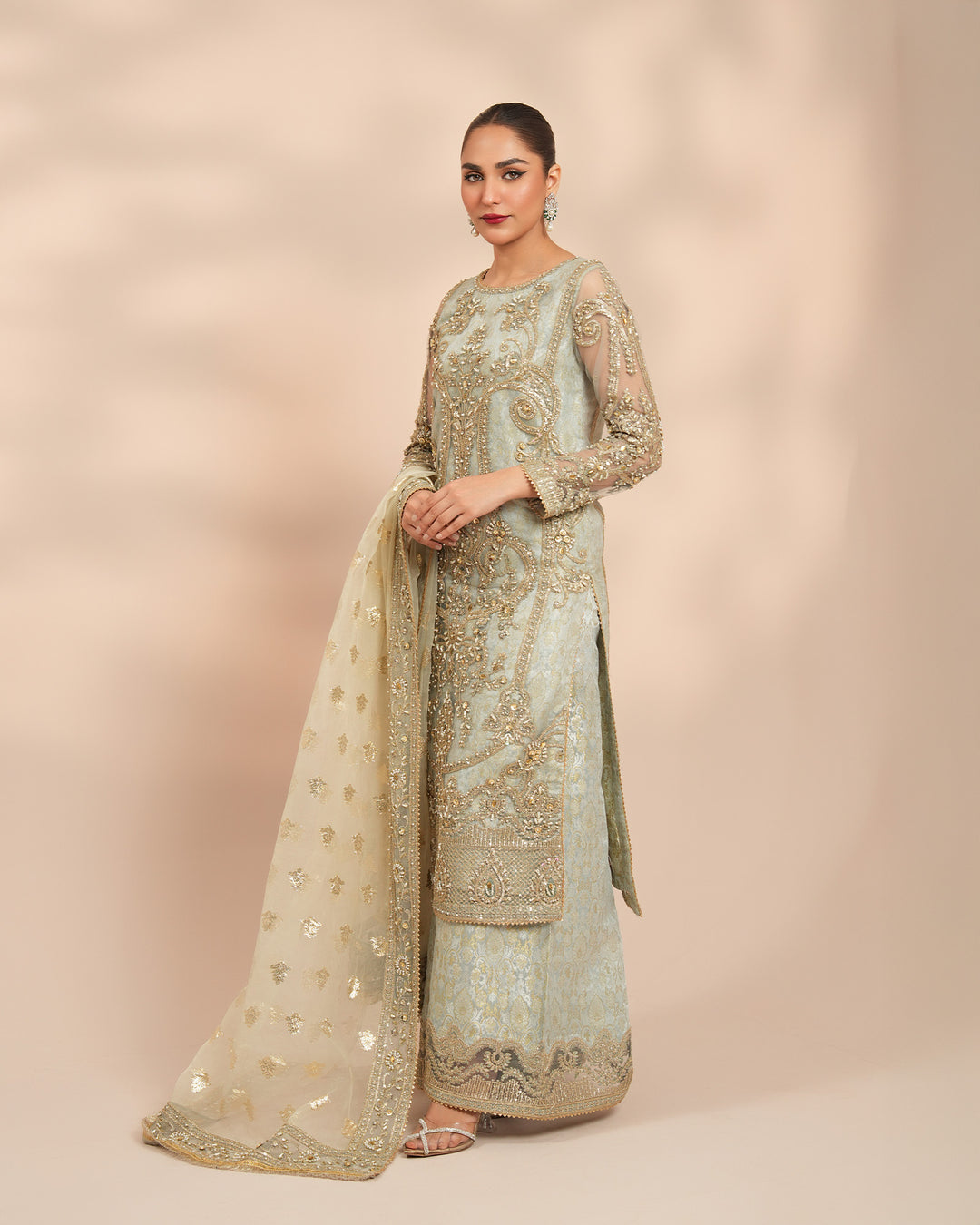 3 Piece Net Suit Stitched | 1123-ST-NT