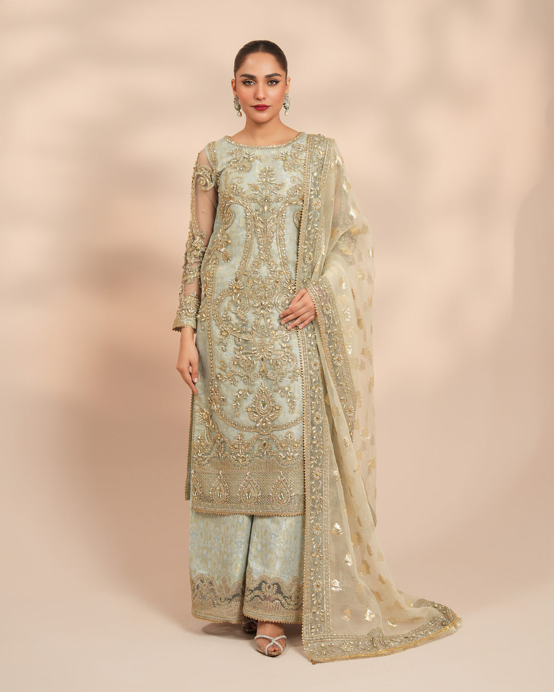 3 Piece Net Suit Stitched | 1123-ST-NT