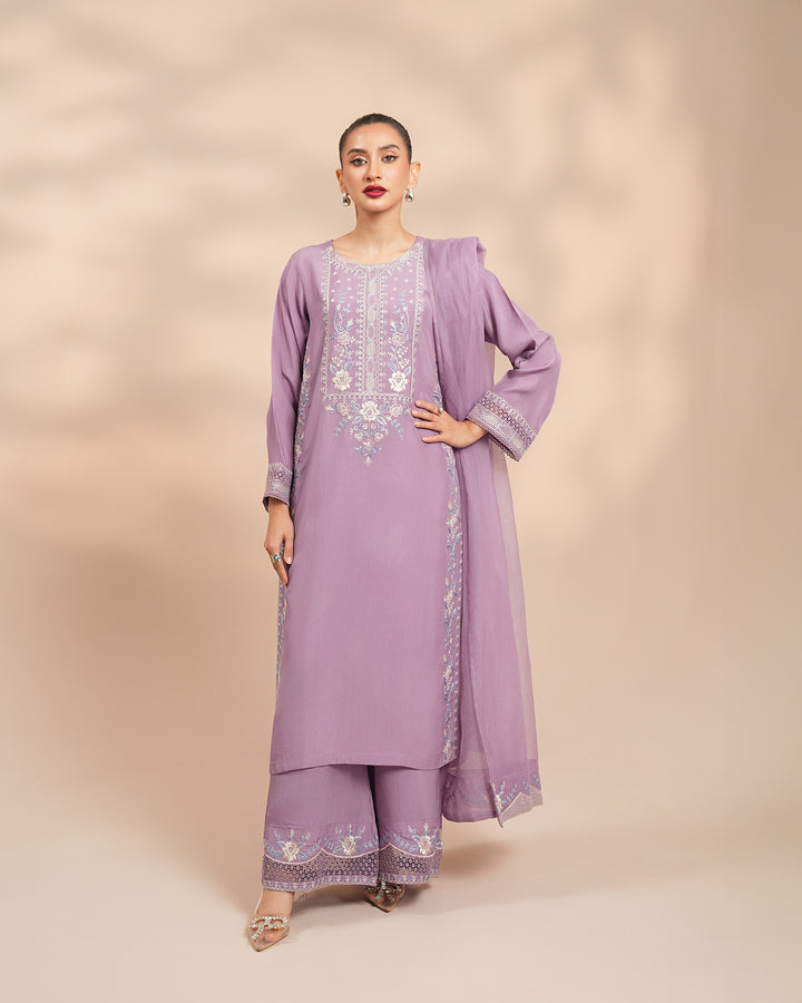 3 Piece Silk Suit Stitched | 1303-NA-SLK