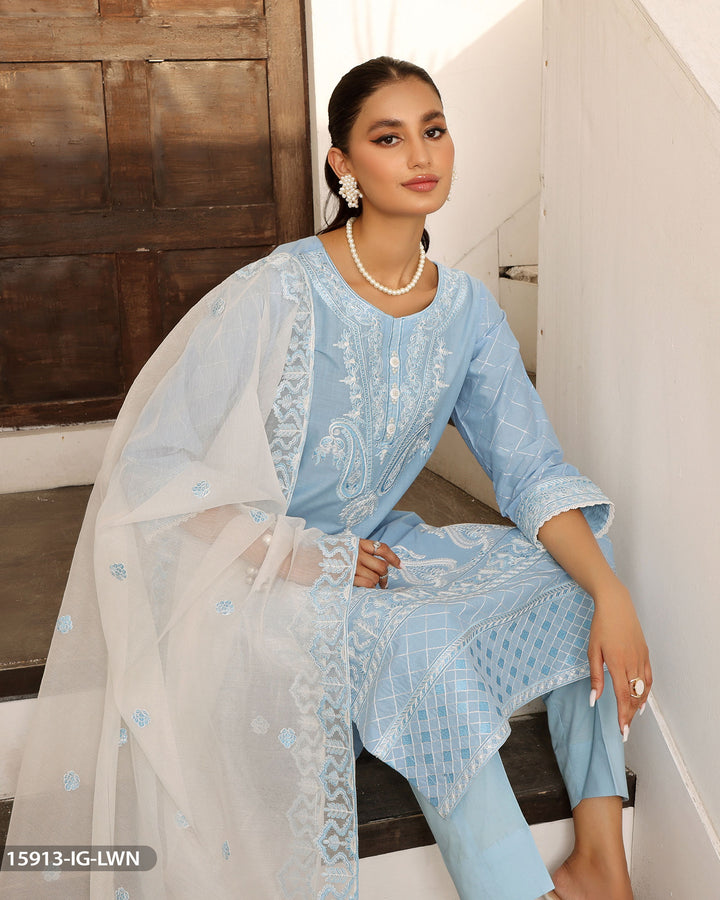 3 Piece Cotton Suit Embroidered | 15913-IG-S.CT